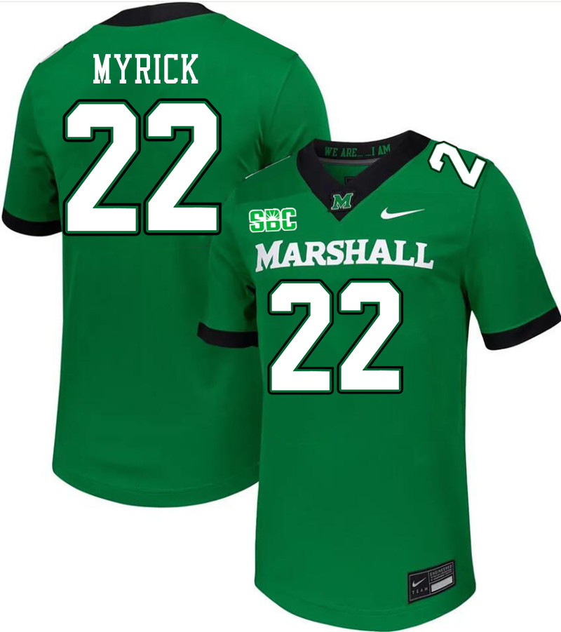 Men #22 Corey Myrick Marshall Thundering Herd SBC Conference College Football Jerseys Stitched-Green